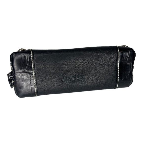 VTG Brighton Black Leather 8" Zip Cosmetic Bag - Picture 4 of 7